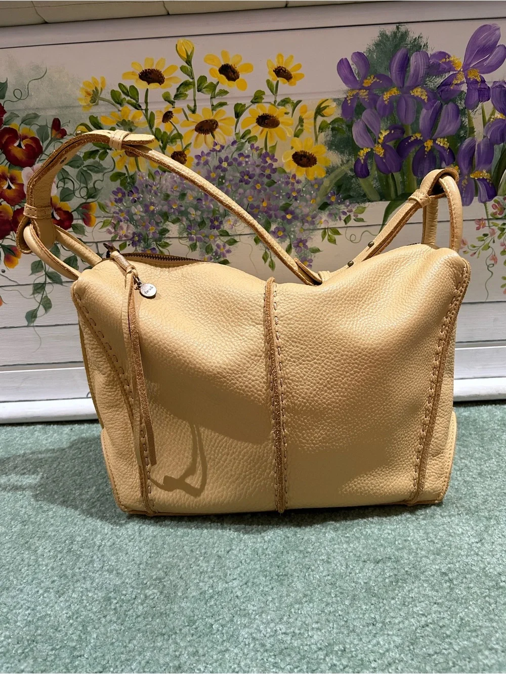 The Sak Los Feliz Pebble Grain Leather Hobo Bag in Buttercream (Soft Yellow) - Picture 3 of 16